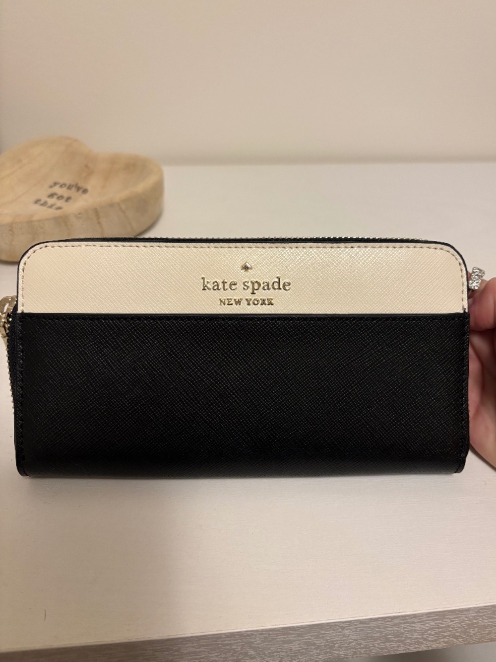 Kate Spade Black Cream Saffiano Large Continental Wallet